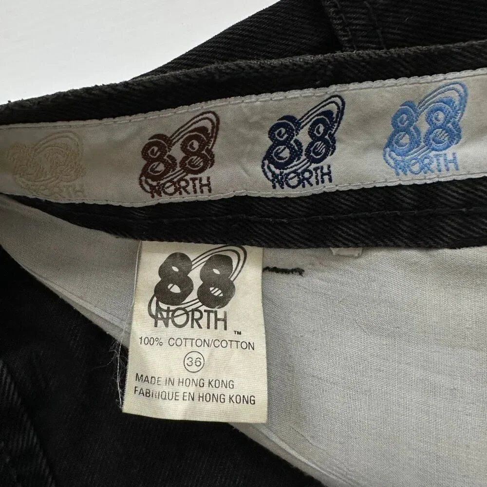 Vintage 88 North Black Denim Carpenter Shorts Y2K Skate Baggy Mens 36 Streetwear